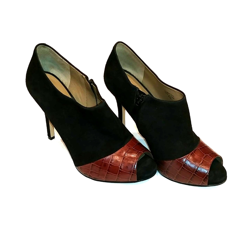 Ann Taylor Black Suede and Brown Leather Heels